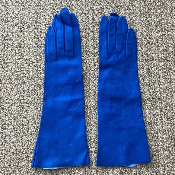 Vintage Christian Dior Suede Gloves Size 6.5, Electric Blue - Never worn! - Picture 4 of 7